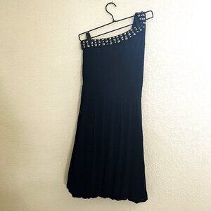 INC International Concepts Black One Shoulder Studded Dress Small
